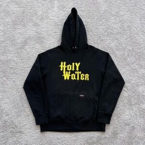 NOAH Holy Water Hoodie Mens Medium Black Graphic Pullover Fleece Front Logo